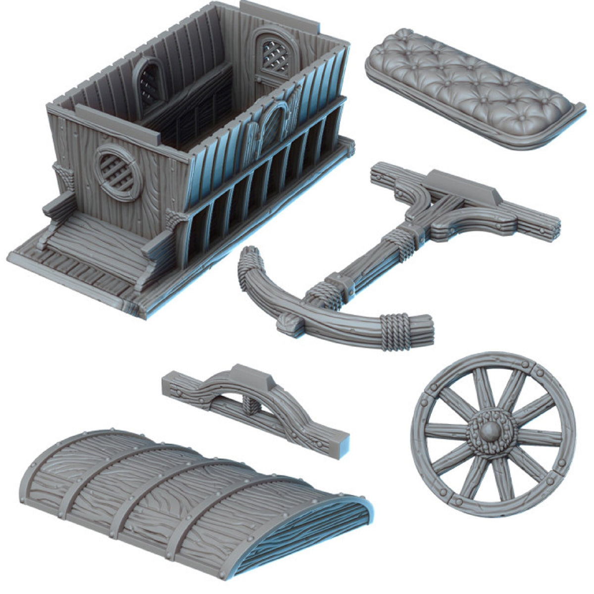 
Merchant Wagon Miniature DnD Dungeons and Dragons 28mm/32mm Wagon 3D Printed Miniature for TTRPGs Wargames Dioramas Traveler Caravan Cart