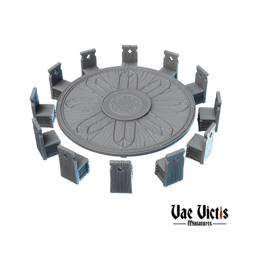 DnD Tavern Furniture Miniature Round Table and Chairs Dungeons and Dragons Scatter Terrain 28mm/32mm Wargaming Miniatures Diorama Furniture