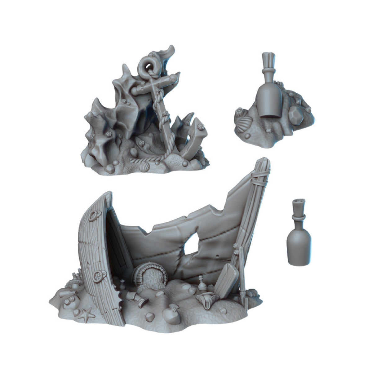 
Ship Wreck DnD Pirate Scatter Terrain 28mm/32mm Scale for TTRPG Dungeons and Dragons Pathfinder Fantasy RPG Ship Miniature Terrain