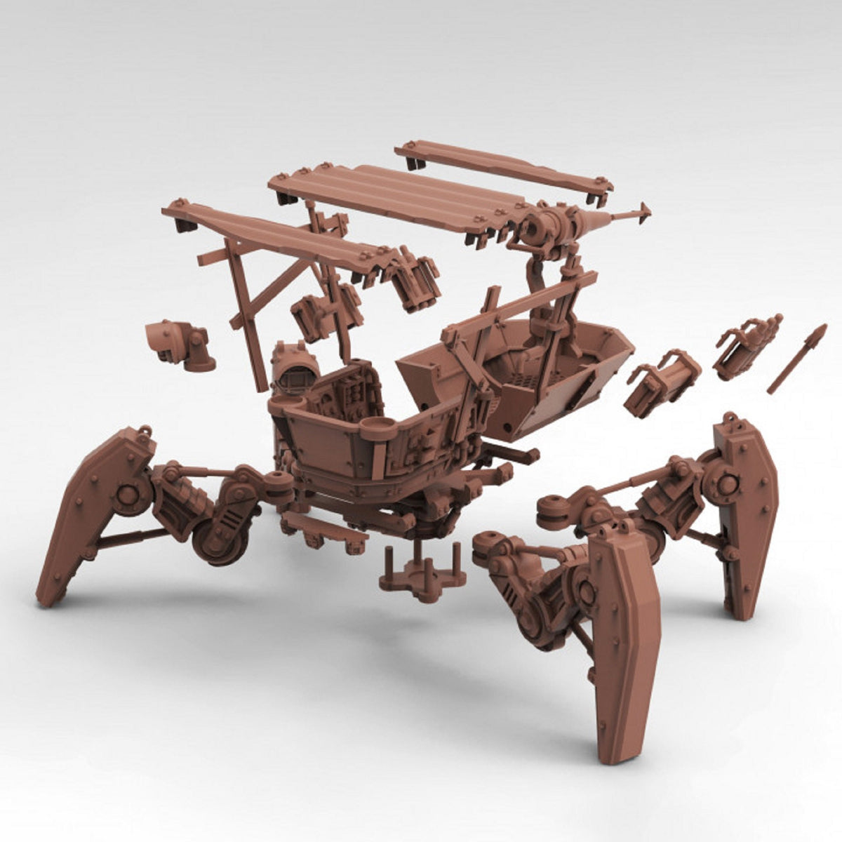 
Scrap Walker, Wargame Miniatures, TTRPG, 20mm 28mm 32mm, Scifi Wasteland Miniatures, Walker Mech, Tabletop Scrap Yard Figurines, Tesseract