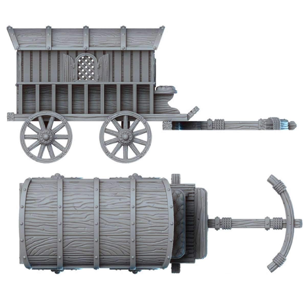 
Merchant Wagon Miniature DnD Dungeons and Dragons 28mm/32mm Wagon 3D Printed Miniature for TTRPGs Wargames Dioramas Traveler Caravan Cart