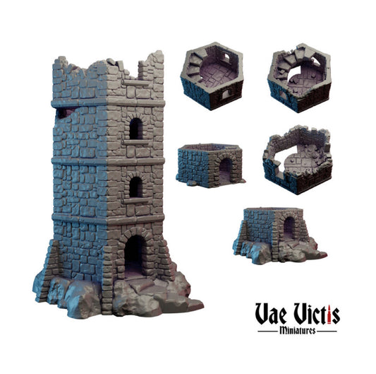 Brick Modular Tower for DnD Dungeons and Dragons RPG Miniature Scatter Terrain Wargame Miniatures DnD Village Tower 28mm/32mm heroic Scale