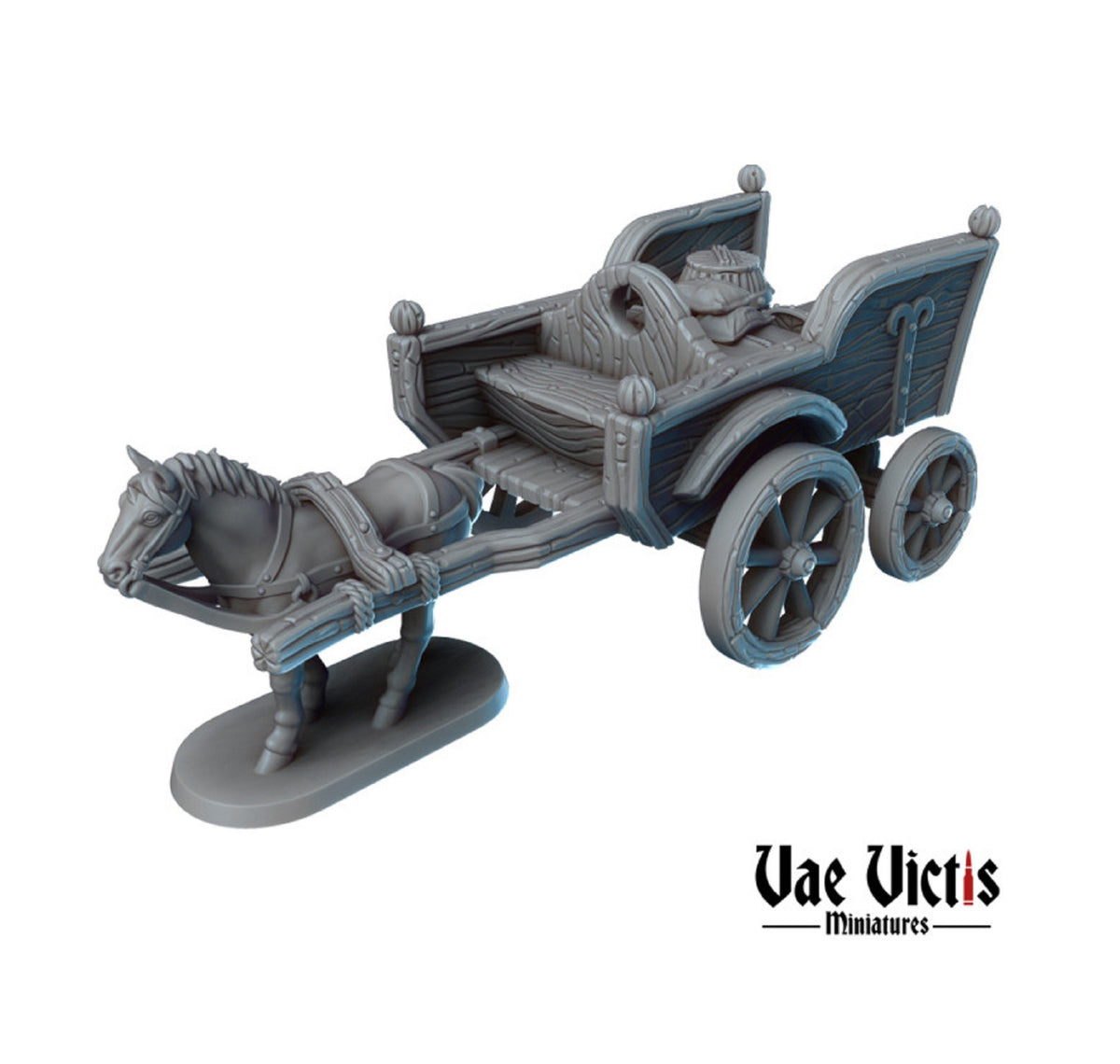 
The Merchant's cart and Horse Miniature, DnD, Dungeons and Dragons, Pathfinder, Tabletop RPG, Gift for DM