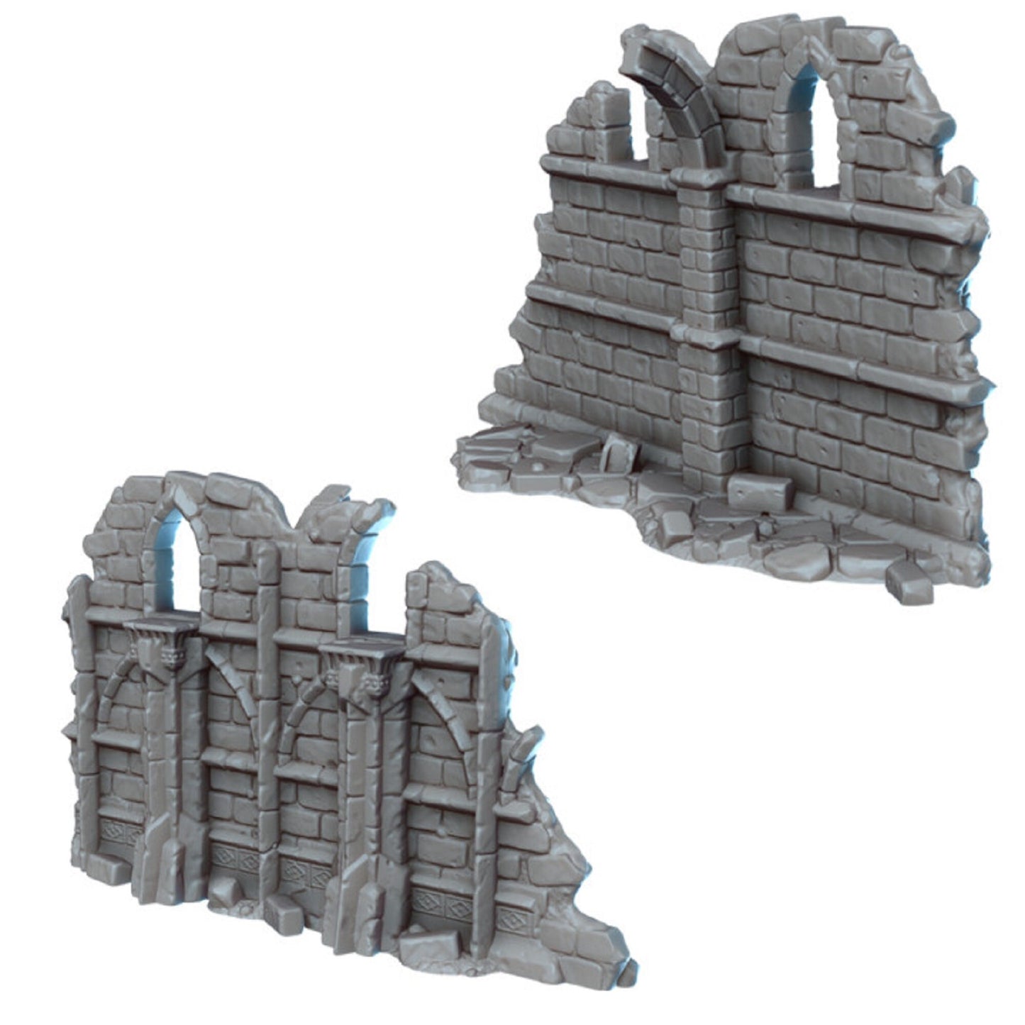 10pc Church ruins Wall Set Brick Stone Wall Scatter Terrain DnD Dungeons and Dragons Tabletop RPG Wargame Miniature Scenery