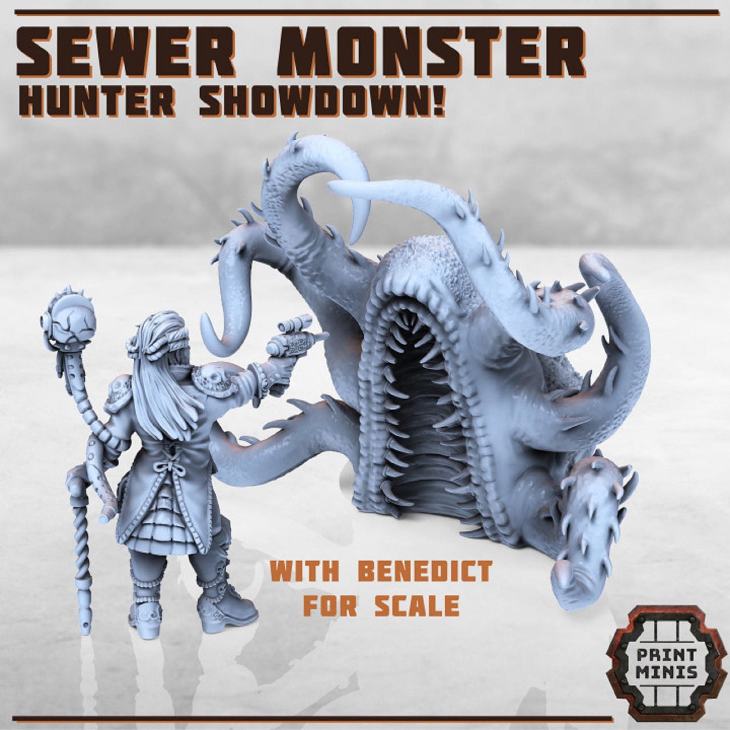 DnD Monster, 5E, 'Sewer Monster', DnD, Miniature Terrain, Dungeons and Dragons, D&D, Pathfinder, Wargaming, Tabletop, 28mm, 32mm, Print Mini