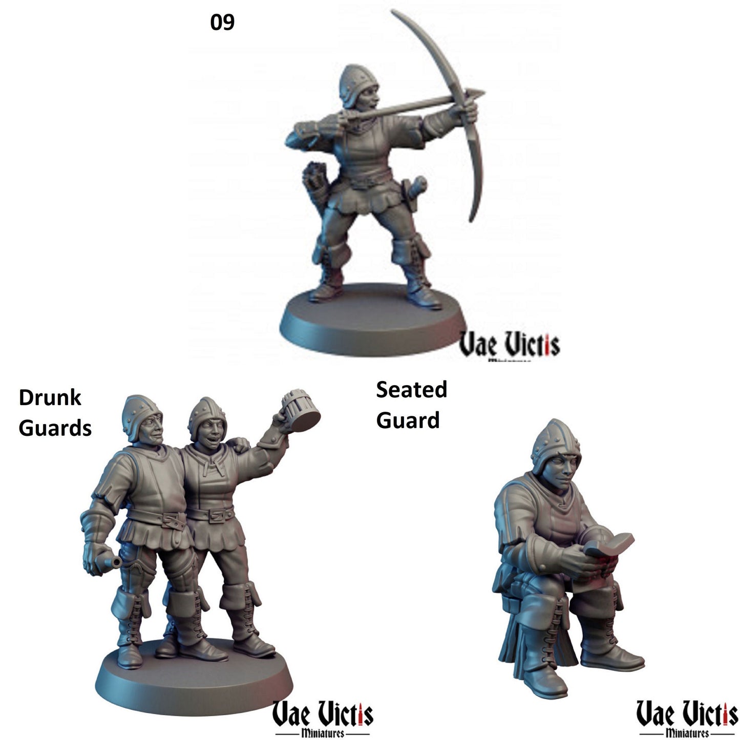 11pc FEMALE Village Guard set for DnD, Dungeons and Dragons, War gaming Guards 28mm 32mm Fantasy TTRPG Fighters by Vae Victis Miniatures