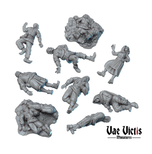 9pc Corpses Dead Body Scatter Terrain for DnD Dungeons and Dragons TTRPG Wargame Dioramas Pathfinder Fantasy RPG Corpse Piles 28mm/32mm