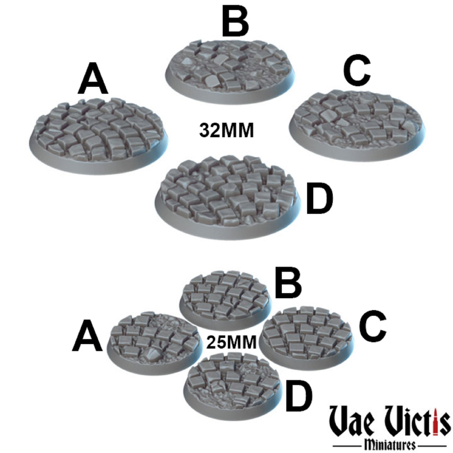 Cobblestone Bases, DnD, Dungeons and Dragons, Scatter Terrain, Tabletop RPG, Static Scenery, Mini base 25mm, 32mm, 50mm,  100mm, Vae Victis