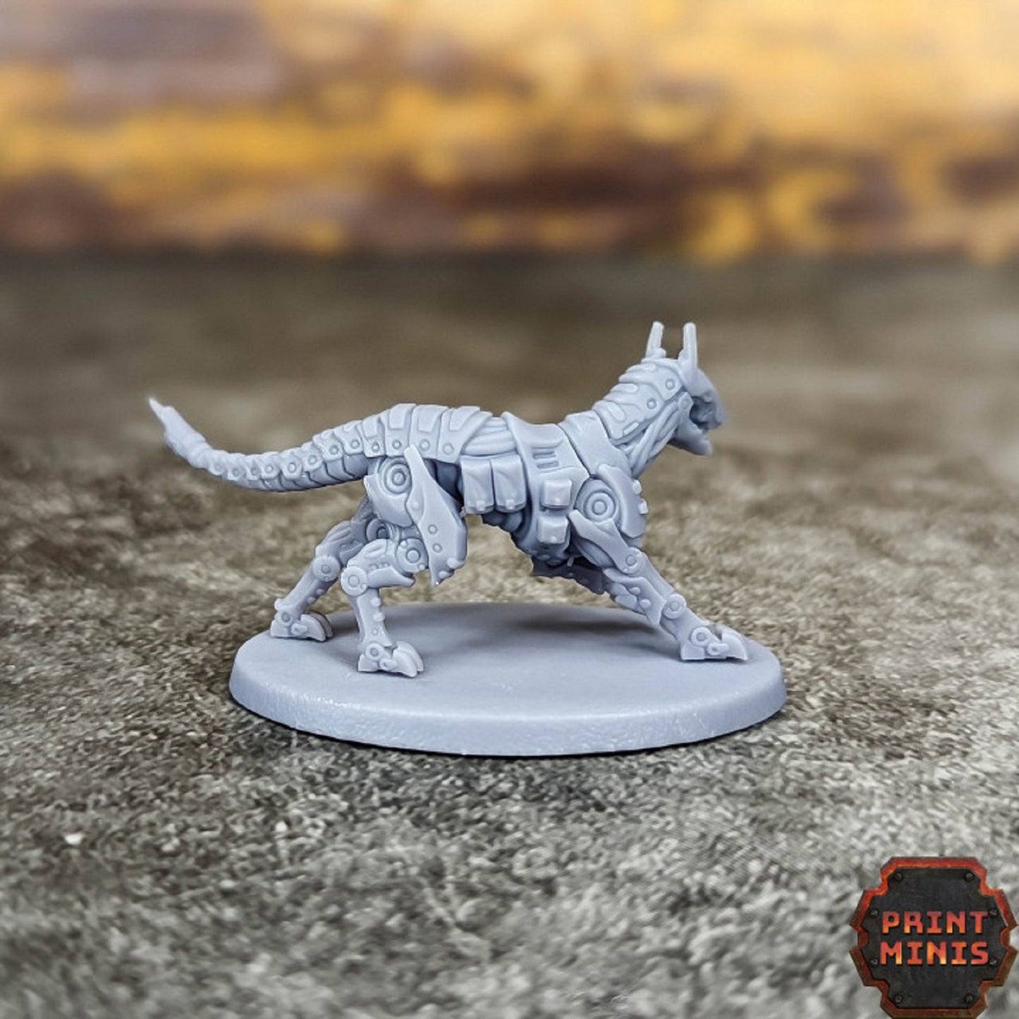 3pc Cyberhound Miniature Set, Grimdark 40K, Dieselpunk, 28mm Sci Fi, Dog Mini, Cyberpunk, Necromunda, DnD Dog Miniature by Print Minis