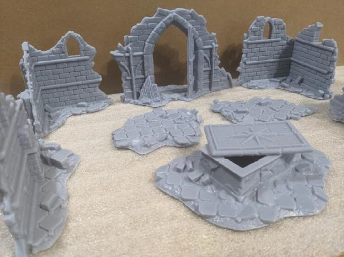 10pc Church ruins Wall Set Brick Stone Wall Scatter Terrain DnD Dungeons and Dragons Tabletop RPG Wargame Miniature Scenery