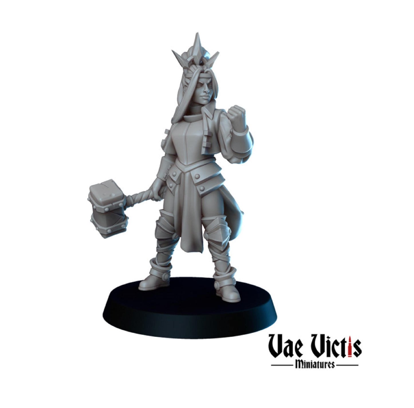 28mm/32mm Female Cleric Crusade Miniature for 3D Printing, Modular Weapons, Ideal for DnD and RPG Tabletop Games