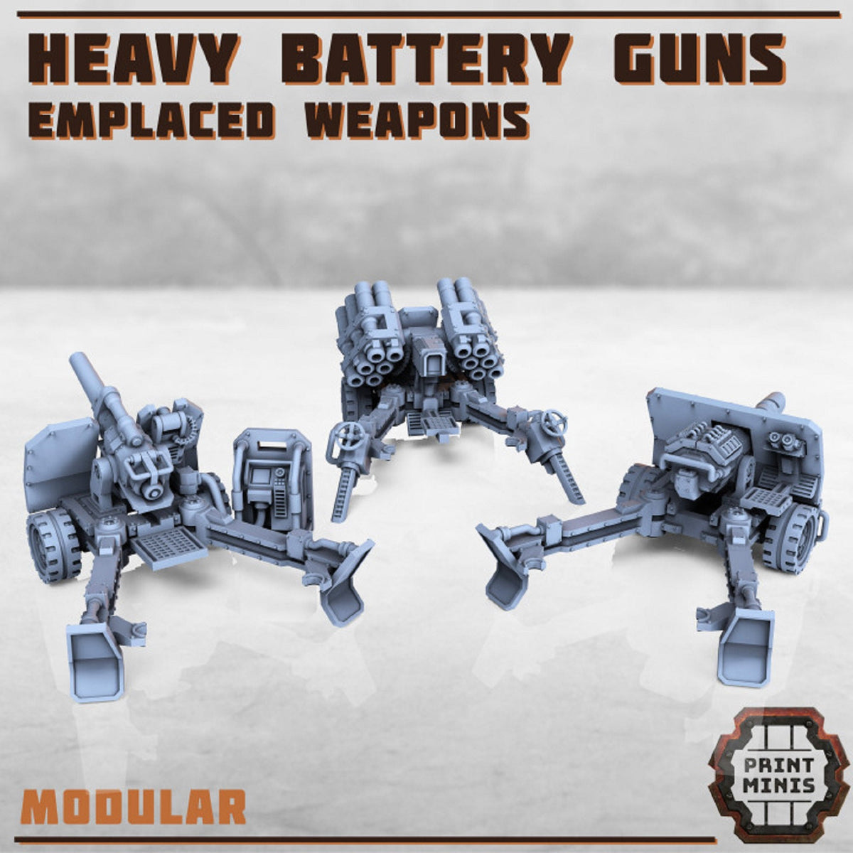 
Heavy Battery Guns, Weapons, DnD, Miniature Terrain, Dungeons and Dragons, D&D, Pathfinder, Scatter, Wargaming, Tabletop, 28mm, Print Minis