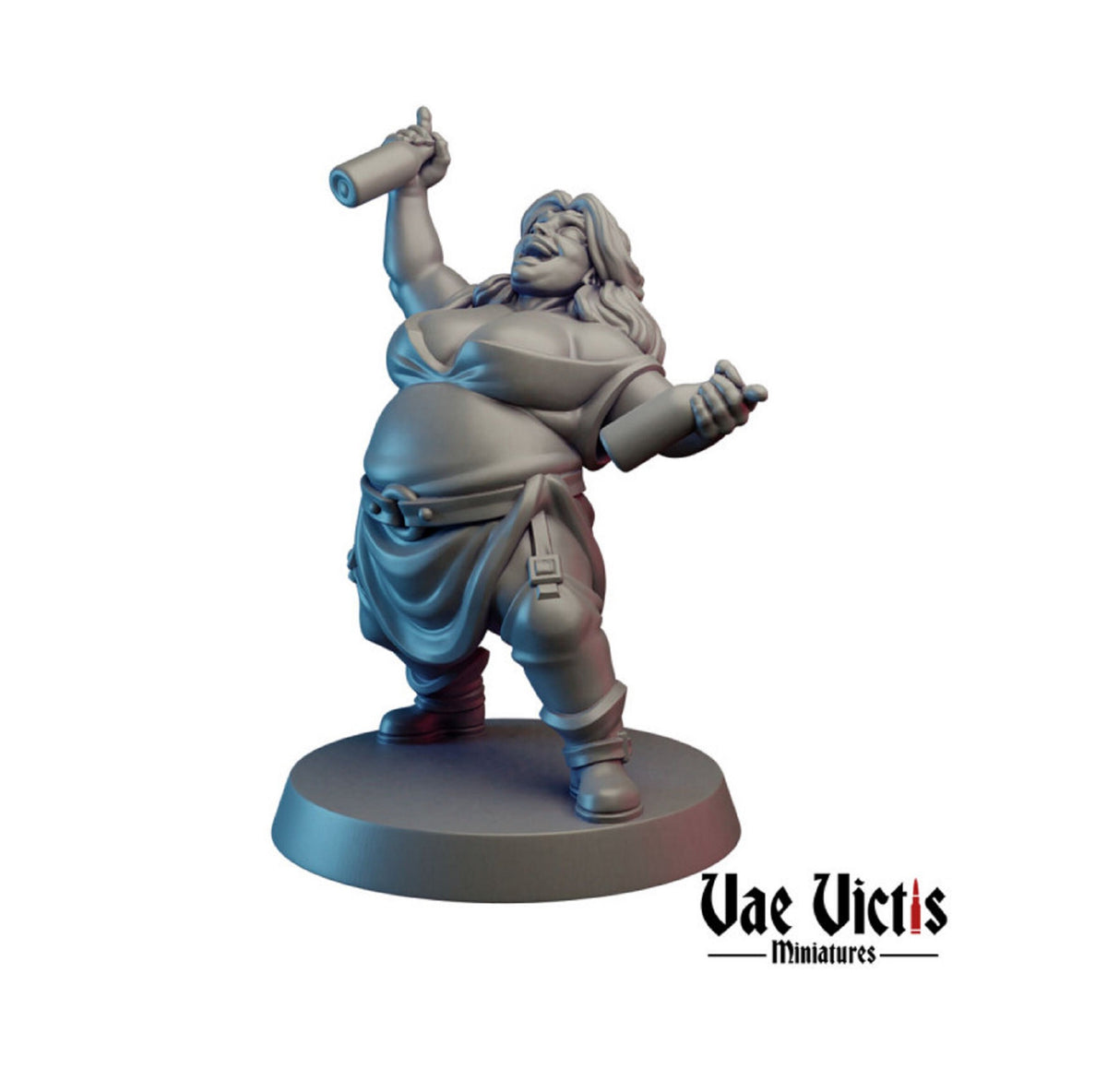 
Party Lady, Townsfolk, Drunk DnD Miniature, Dungeons and Dragons, 40K, Pathfinder, Fantasy, Wargaming minis by Vae Victis Miniatures