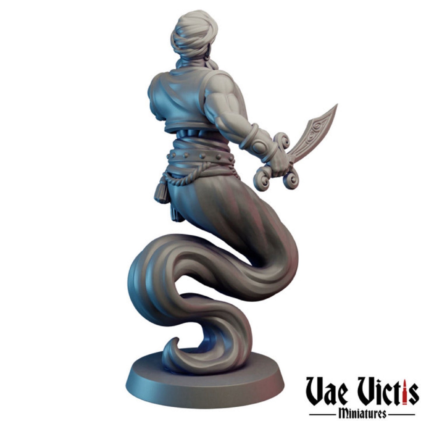 Djinni Saber 3D Printed Miniature for Dungeons and Dragons D&D, Pathfinder 28mm/32mm Fantasy RPG Tabletop Games Figure Resin Magic Creature