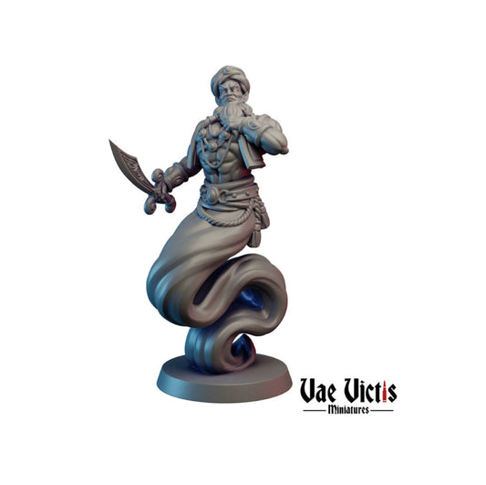 Djinni Saber 3D Printed Miniature for Dungeons and Dragons D&D, Pathfinder 28mm/32mm Fantasy RPG Tabletop Games Figure Resin Magic Creature