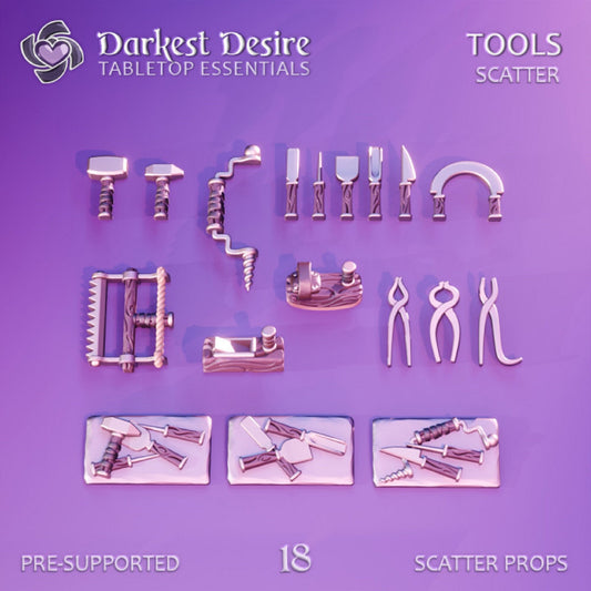 Blacksmith Workshop Miniatures DnD Dungeons and Dragons 28mm/32mm TTRPG Miniature Scatter Dollhouse Miniatures Tiny tool set and shelves