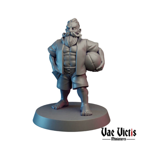 Beach Dwarf, DnD, Volleyball Player, 28mm 32mm Pathfinder Tabletop Roleplaying Miniatures D&D Miniature Dungeons and Dragons