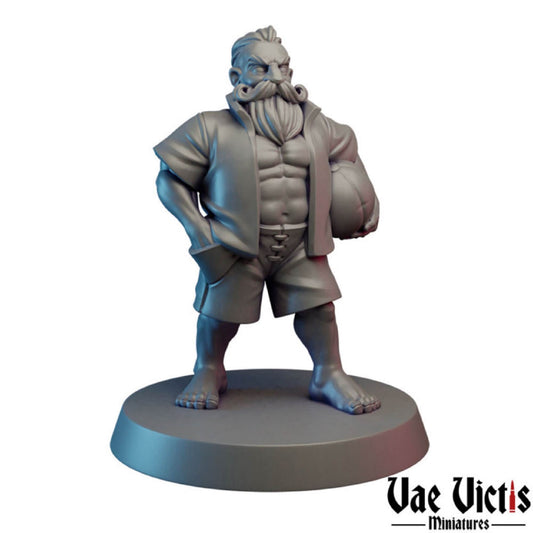 Beach Dwarf, DnD, Volleyball Player, 28mm 32mm Pathfinder Tabletop Roleplaying Miniatures D&D Miniature Dungeons and Dragons