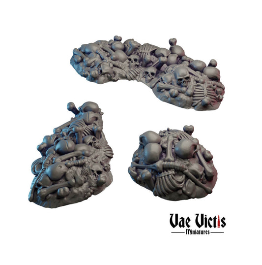 3pc Skull and Bone Pile Miniatures DnD Dungeons and Dragons 28mm/32mm Scatter Terrain TTRPG Wargame Miniatures Pathfinder