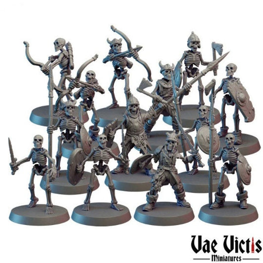 Skeleton Army Squad for DnD Dungeons and Dragons, Undead army, 28mm 32mm TTRPG Games D&D Pathfinder Fantasy RPG Miniatures Skeleton NPCs