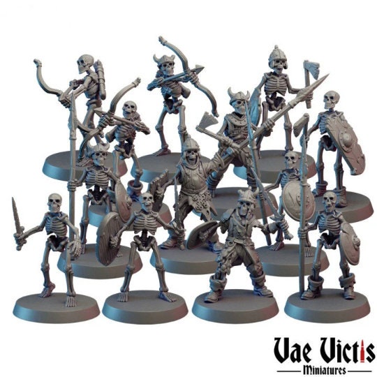 Skeleton Miniatures – Single or 13-Piece Army Set