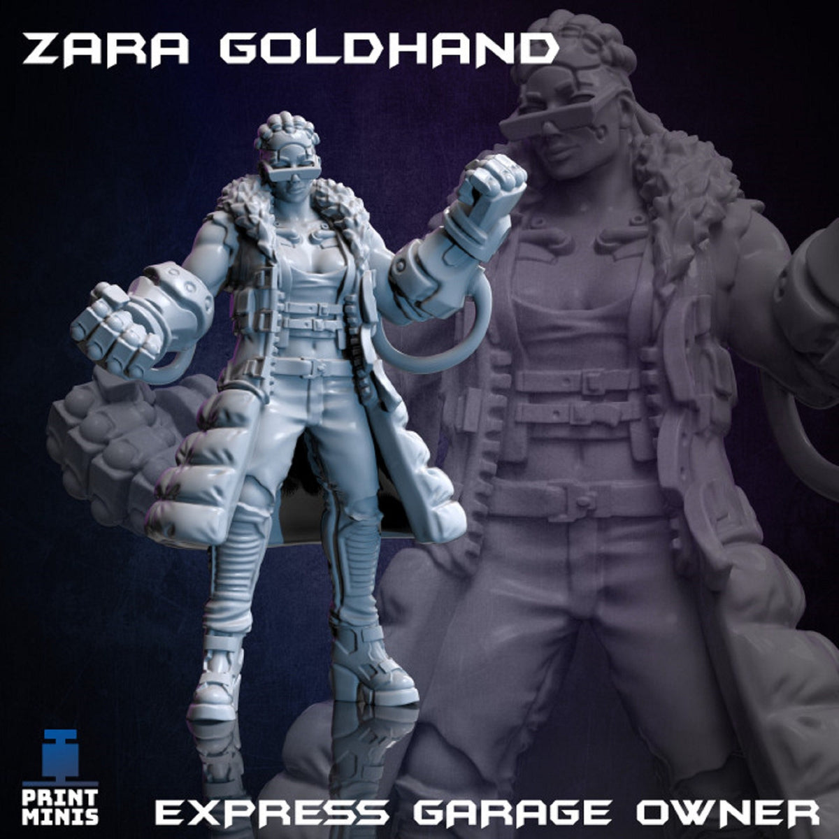 
Zara Goldhand, DnD, Dungeons and Dragons, Scifi Miniatures, 28mm, 32mm, NPC, TTRPG Miniatures - Print Minis