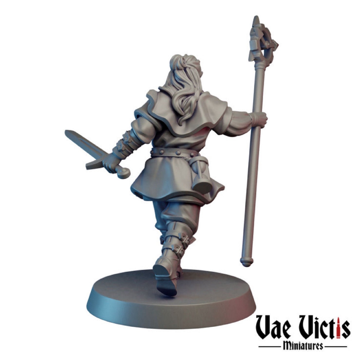 Chronomancer Fighter Miniature with Sword Time Master Figurine for D&D Tabletop RPG 28mm/32mm Scale Magic Warrior Unpainted Miniature TTRPG