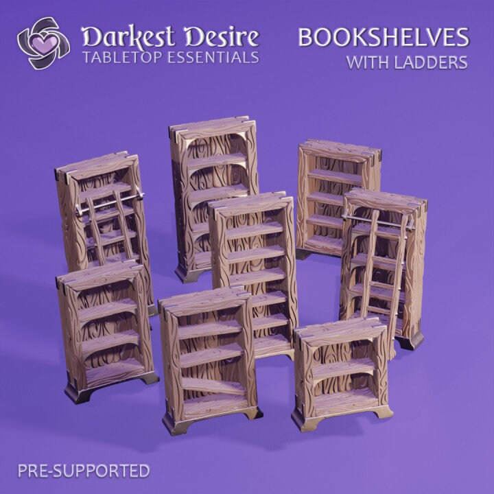 Book Miniatures and Library Furniture DnD Dungeons and Dragons 28mm/32mm TTRPG Wargame Miniature Scatter Terrain Tiny Books, Furniture