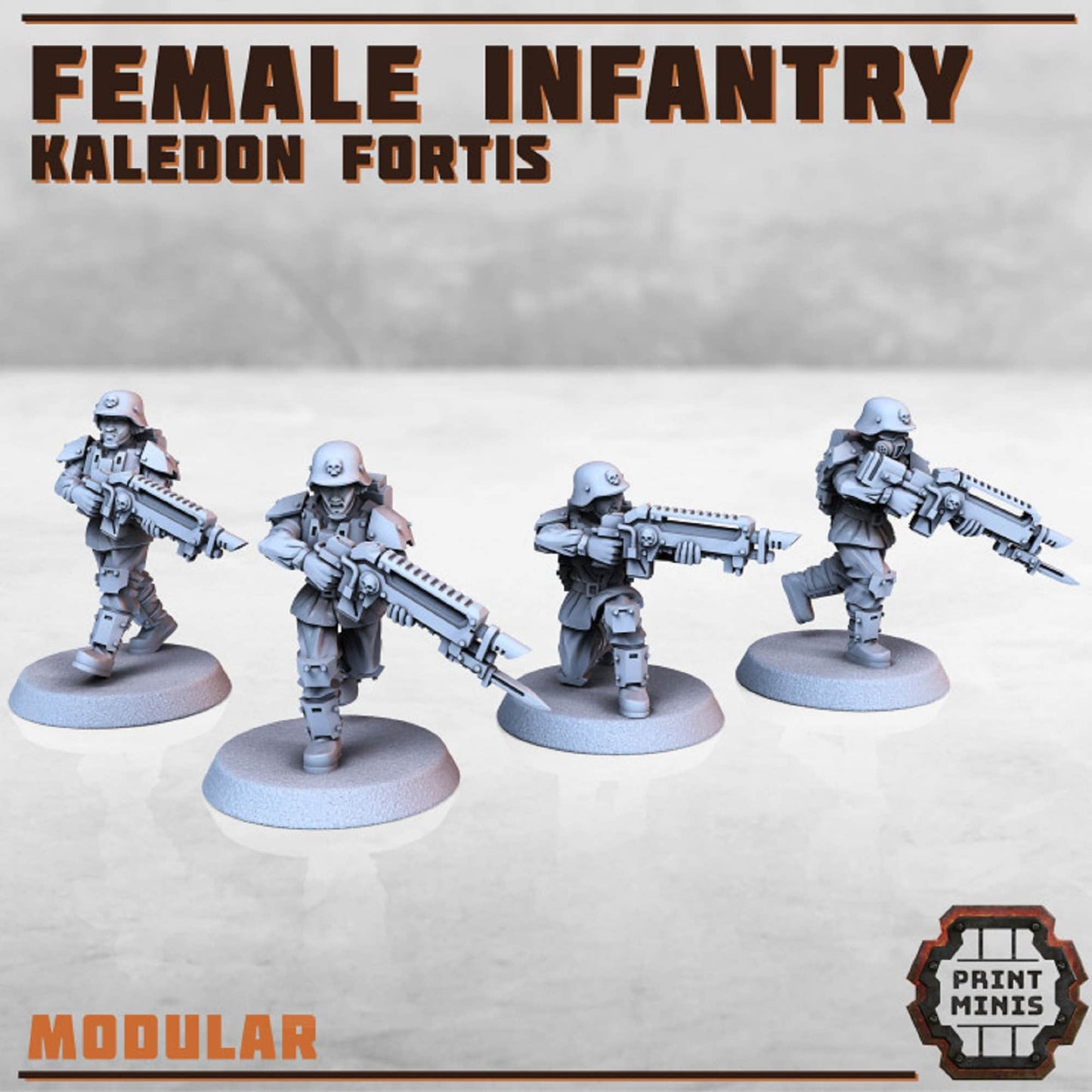 Female Infantry - Kaledon Fortis, City Watch, Cyberpunk, Scifi Miniatures, 40K, Female Mini, Light Infantry, Military Soldiers, Grimdark