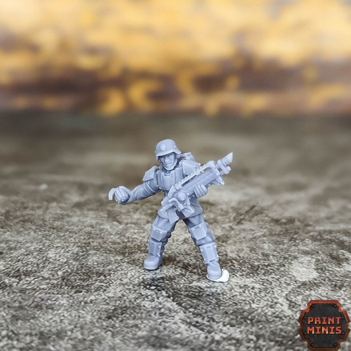 
Male Infantry - Kaledon Fortis, City Watch, Cyberpunk, Scifi Miniatures, 40K, Female Mini, Light Infantry, Military Soldiers, Grimdark