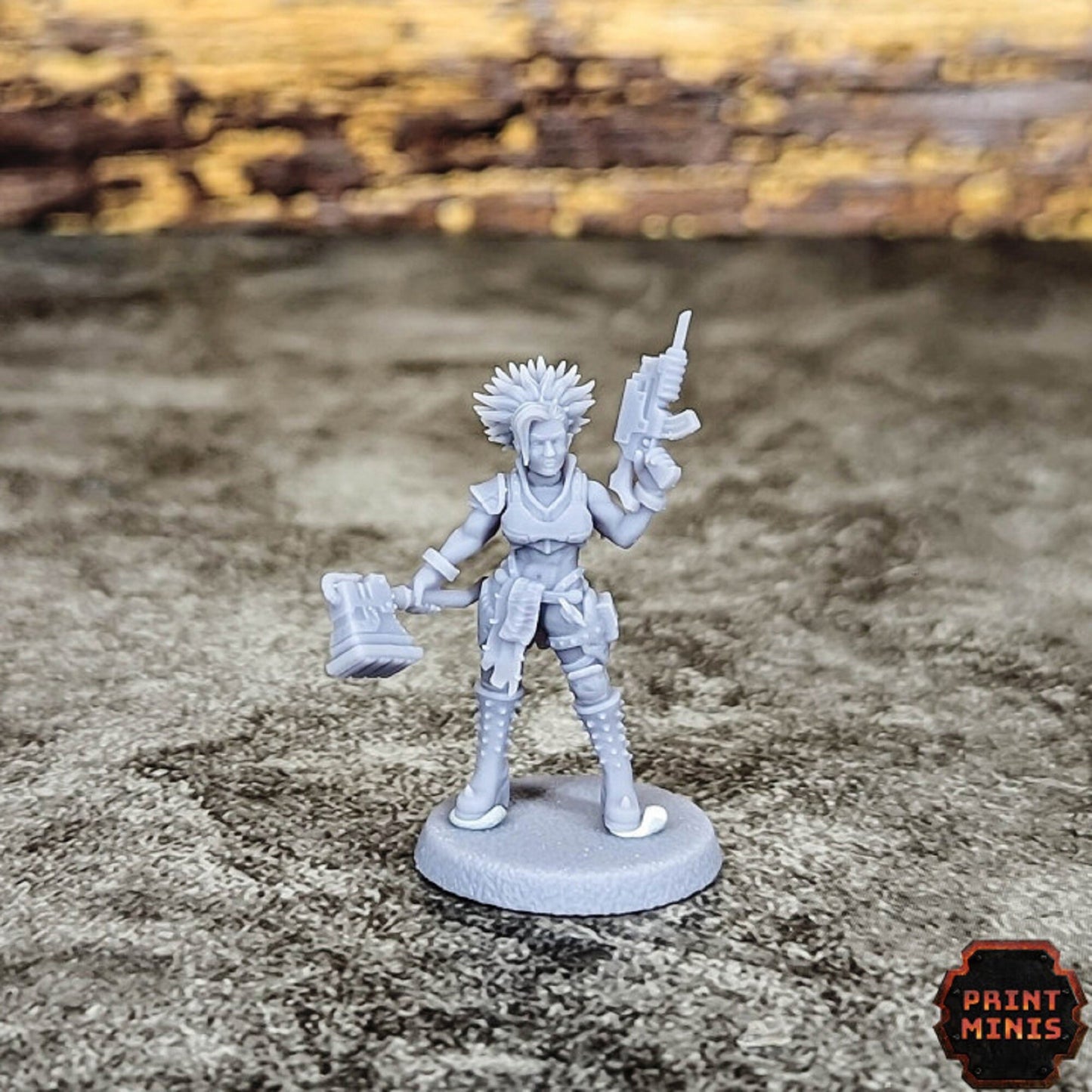 Akina - Gang Champion, 28mm or 32mm, Scifi Miniature, Future, Cyberpunk, DnD, Tabletop RPG games, Waregame by Print Minis