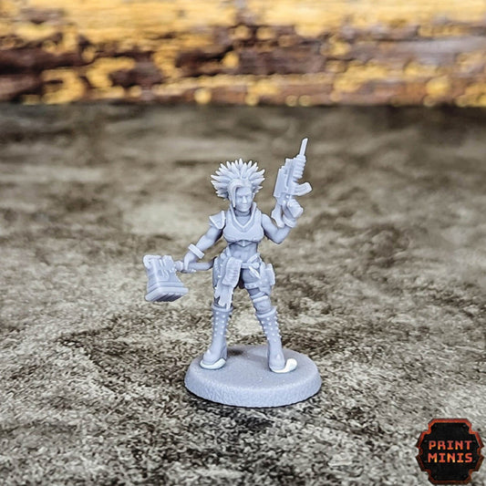 Akina - Gang Champion, 28mm or 32mm, Scifi Miniature, Future, Cyberpunk, DnD, Tabletop RPG games, Waregame by Print Minis