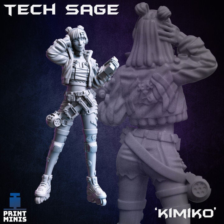 City Base options, Cyberpunk Tech Sage, 28-32mm Scale Miniature - Print Minis