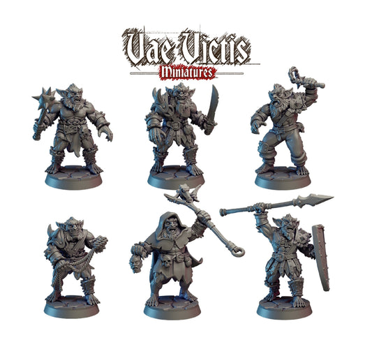 6pc Bugbear Barbarian Miniatures Set for DnD 5e - 28mm/32mm Fantasy Fighter Figurines for Dungeons and Dragons Campaigns & TTRPG