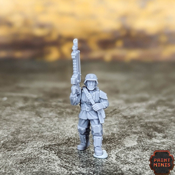 
Male Infantry - Kaledon Fortis, City Watch, Cyberpunk, Scifi Miniatures, 40K, Female Mini, Light Infantry, Military Soldiers, Grimdark