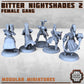 5pc Female Warrior miniatures DnD Bitter Nightshades Gang Version 2  Necromunda, 40K, Tabletop RPG Wargame Miniatures Cyberpunk