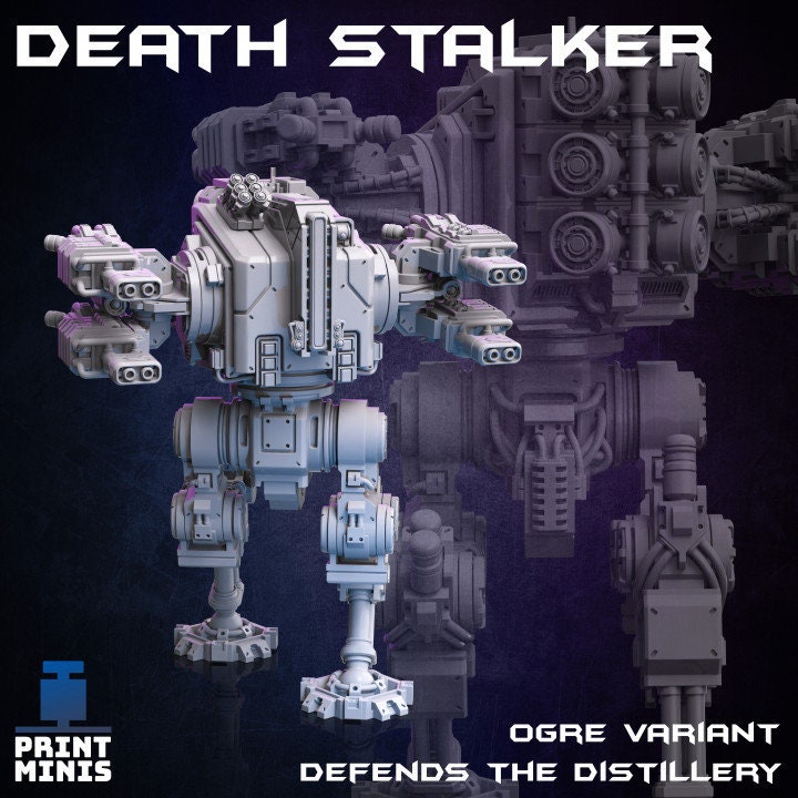 Death Stalkers, Mech Miniatures, Droids, Cyberpunk, Machine, Robot Sci-Fi, Tabletop RPG, Wargaming Miniatures - Print Minis