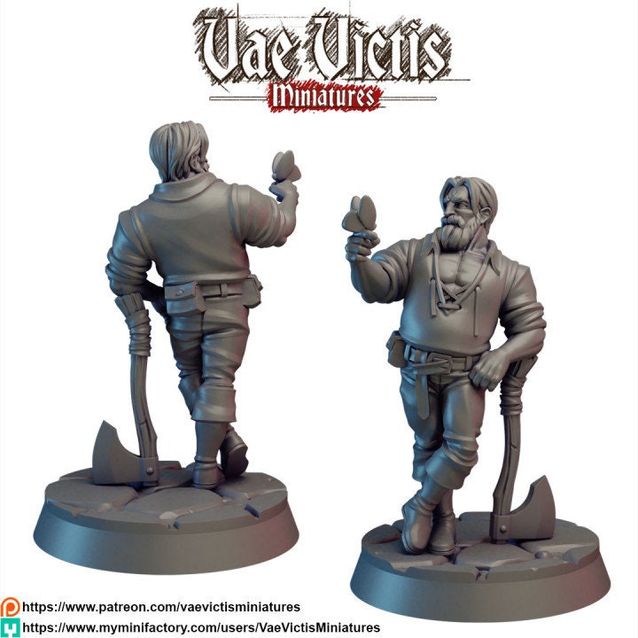 
Lumberjack DnD Dungeons and Dragons 28mm/32mm TTRPG Wargame Miniature Fantasy NPC Bae Victis Miniature Gift for DM Townsfolk Villager