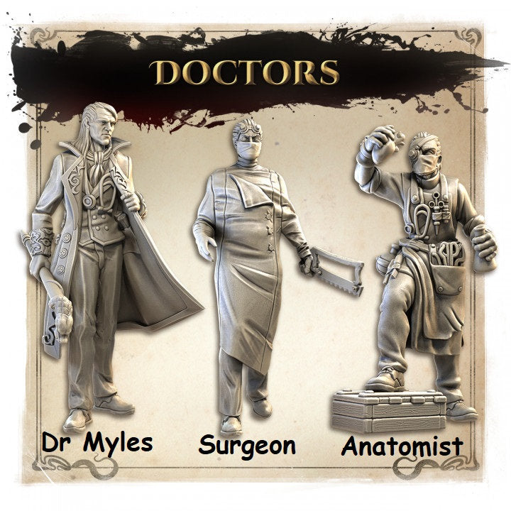 Doctor Miniatures for tabletop RPGs DnD Dungeons and Dragons Pathfinder Wargame Surgeon 28mm 32mm Anatomist Dr Myles Rook by Great Grimoire