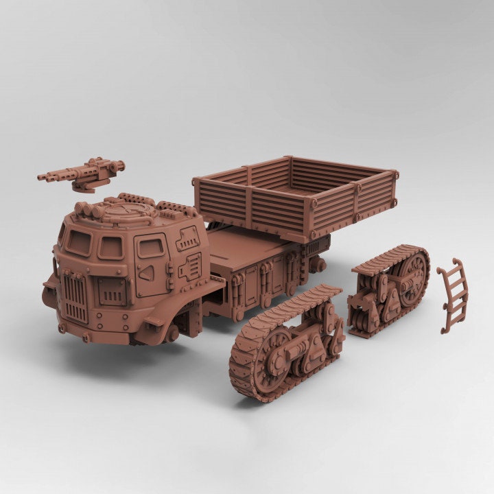 Flatbed Transporter, Scifi Wasteland Vehicles DnD D&D Scifi Terrain 40K Vehicles Wasteland Miniatures 20mm 28mm 32mm Scale Tesseract Tomb