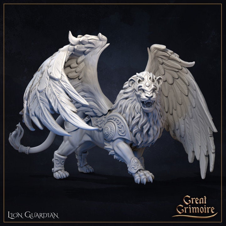 
Lion Guardian, DnD, Dungeons and Dragons, Lion Miniature, Tabletop, RPG - Great Grimoire