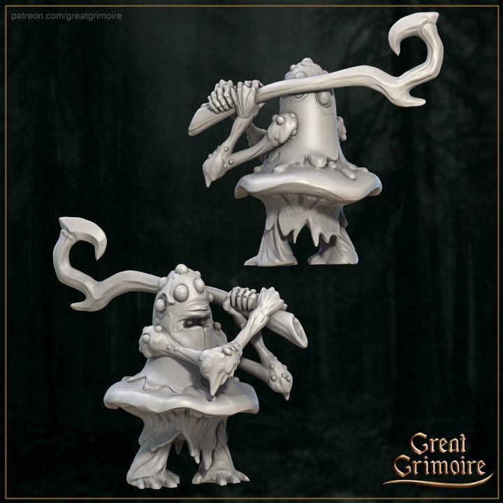 
Fungal Mushroom Warriors DnD Dungeons and Dragons 5e Creatures 28mm 32mm Scale MushroomFolk Warrior Mushroom Villagers by Great Grimoire