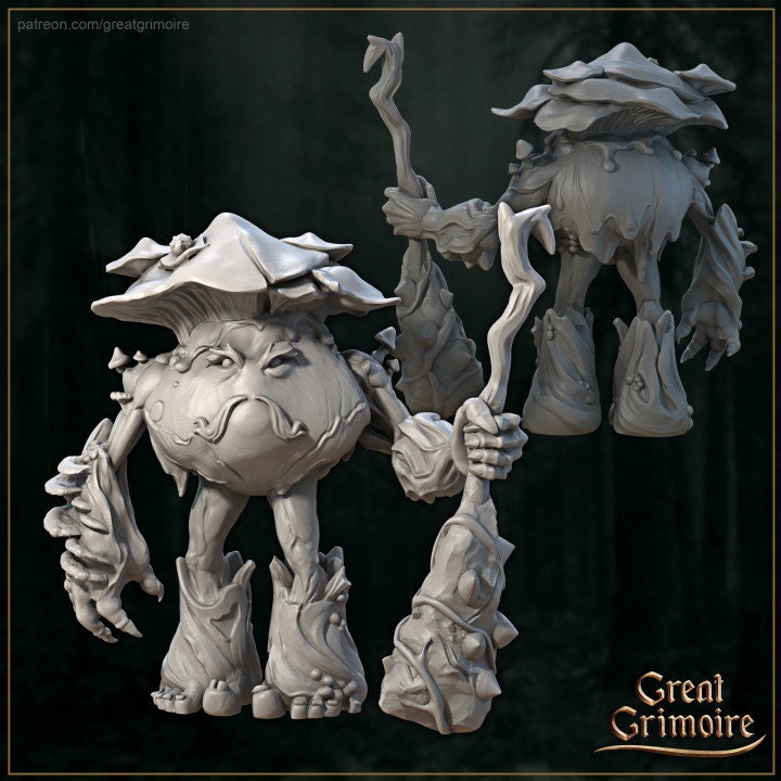 
Fungal Mushroom Warriors DnD Dungeons and Dragons 5e Creatures 28mm 32mm Scale MushroomFolk Warrior Mushroom Villagers by Great Grimoire