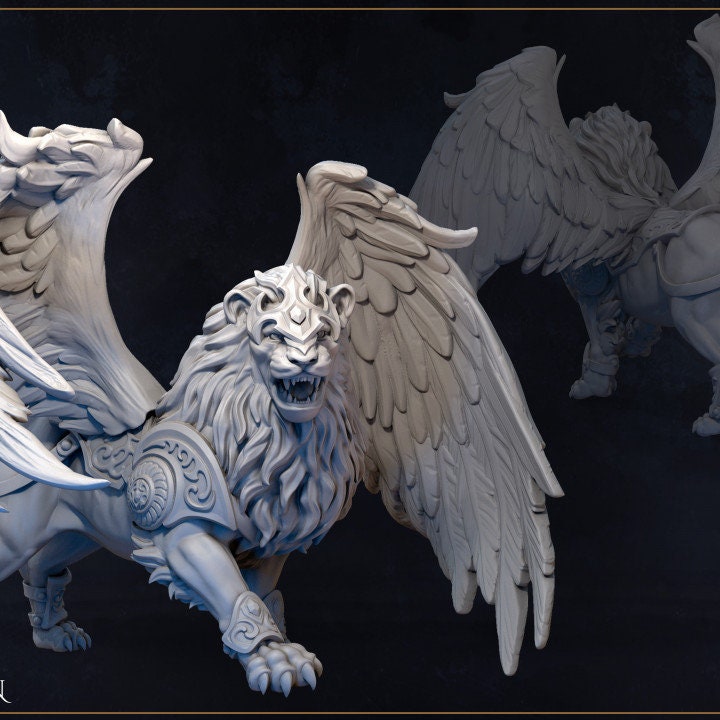 
Lion Guardian, DnD, Dungeons and Dragons, Lion Miniature, Tabletop, RPG - Great Grimoire