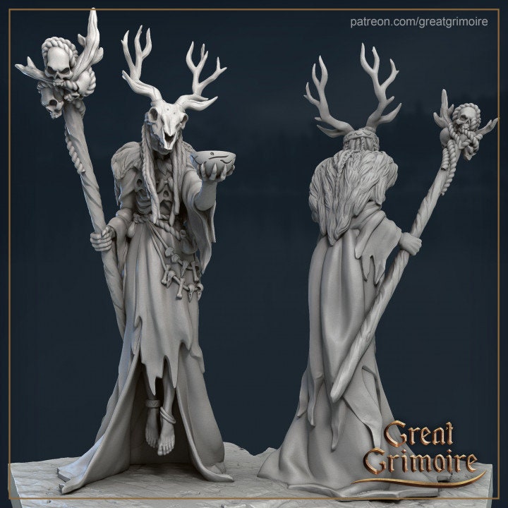 
Shaman DnD Dungeons and Dragons Tabletop RPG Fantasy Miniatures 28mm/32mm/75mm Scale Miniatures Roleplaying Game