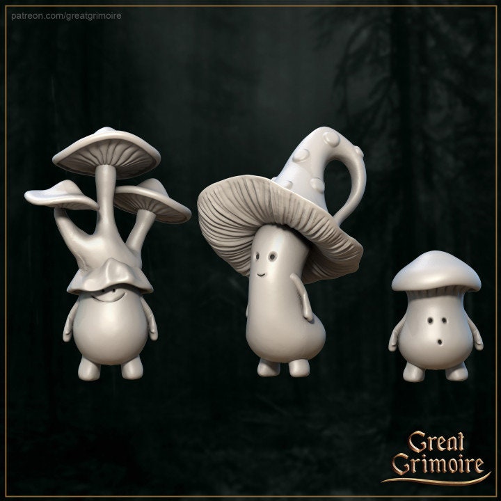 
Fungal Mushroom Warriors DnD Dungeons and Dragons 5e Creatures 28mm 32mm Scale MushroomFolk Warrior Mushroom Villagers by Great Grimoire