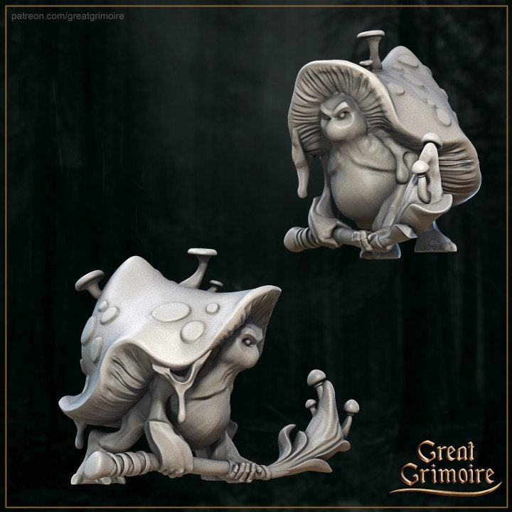 
Fungal Mushroom Warriors DnD Dungeons and Dragons 5e Creatures 28mm 32mm Scale MushroomFolk Warrior Mushroom Villagers by Great Grimoire