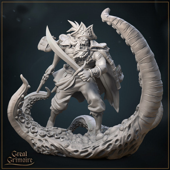
Pirate Outlaw Miniature DnD Dungeons and Dragons 28mm/32mm Roar the Scarred Pirate DnD Monster TTRPG Fantasy Tabletop RPG Sea Creature Mini