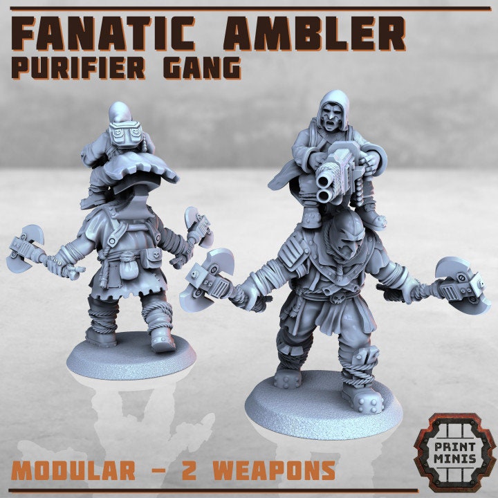 Fanatic Ambler - Purifier Gang, DnD, Dungeons and Dragons, 28/32mm Scale, Giant, Necromunda, Ogre Miniature, Zealot - Print Minis