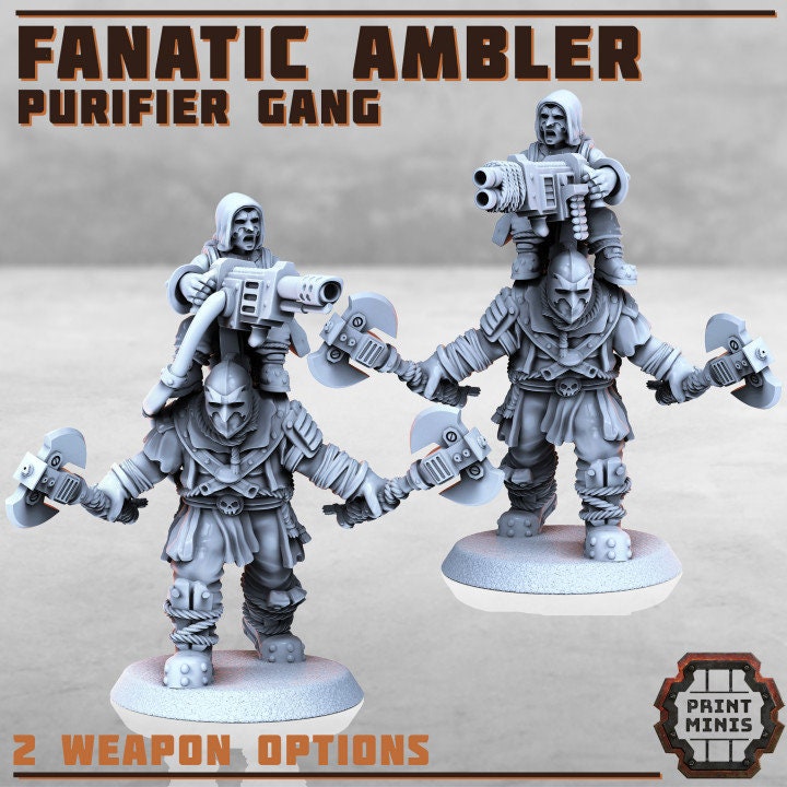 Fanatic Ambler - Purifier Gang, DnD, Dungeons and Dragons, 28/32mm Scale, Giant, Necromunda, Ogre Miniature, Zealot - Print Minis